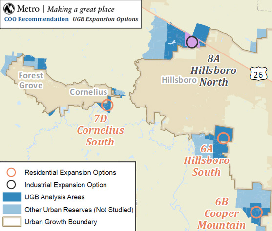 Metro's COO UGB expansion area recommendations, 7/5/11