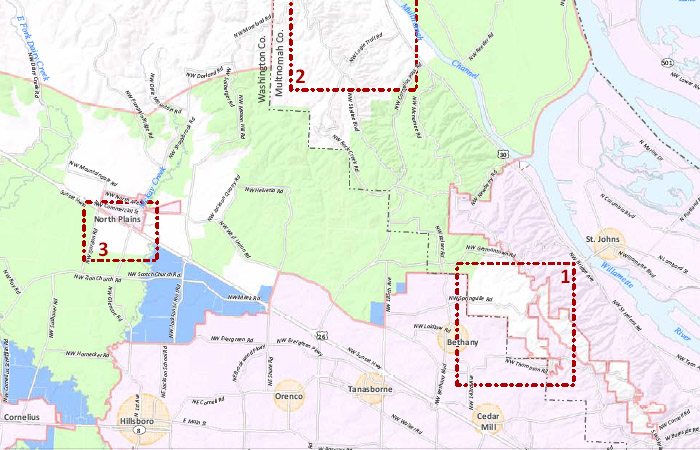 Areas north of Highway 26 in Core 4 proposal, 12/16/09