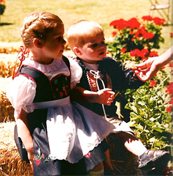 Children in traditional Swiss costumes