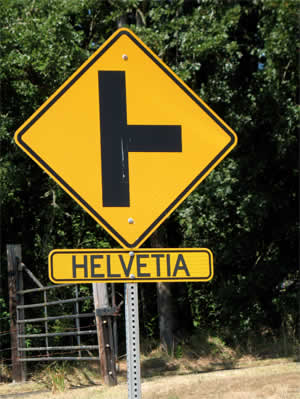 Hevetia Road T sign